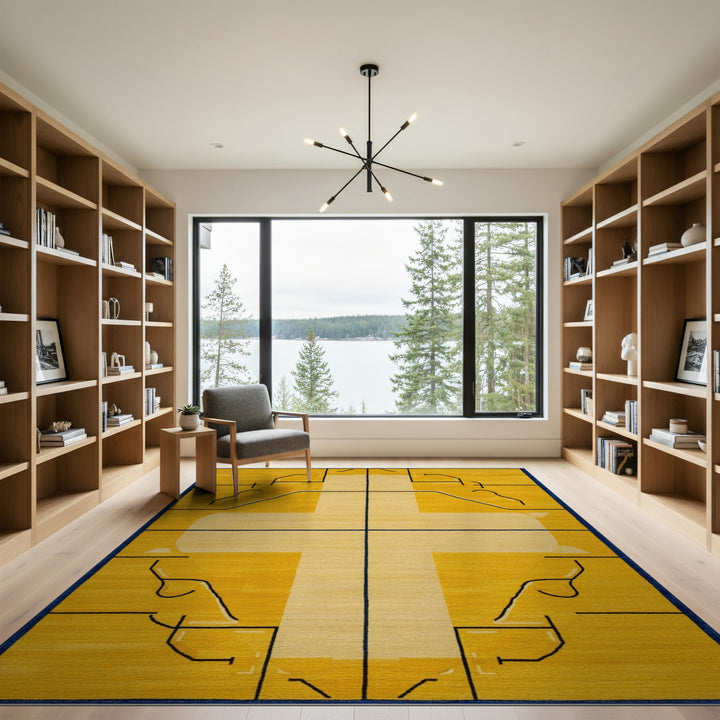Yellow Geometric Cross Area Rug
