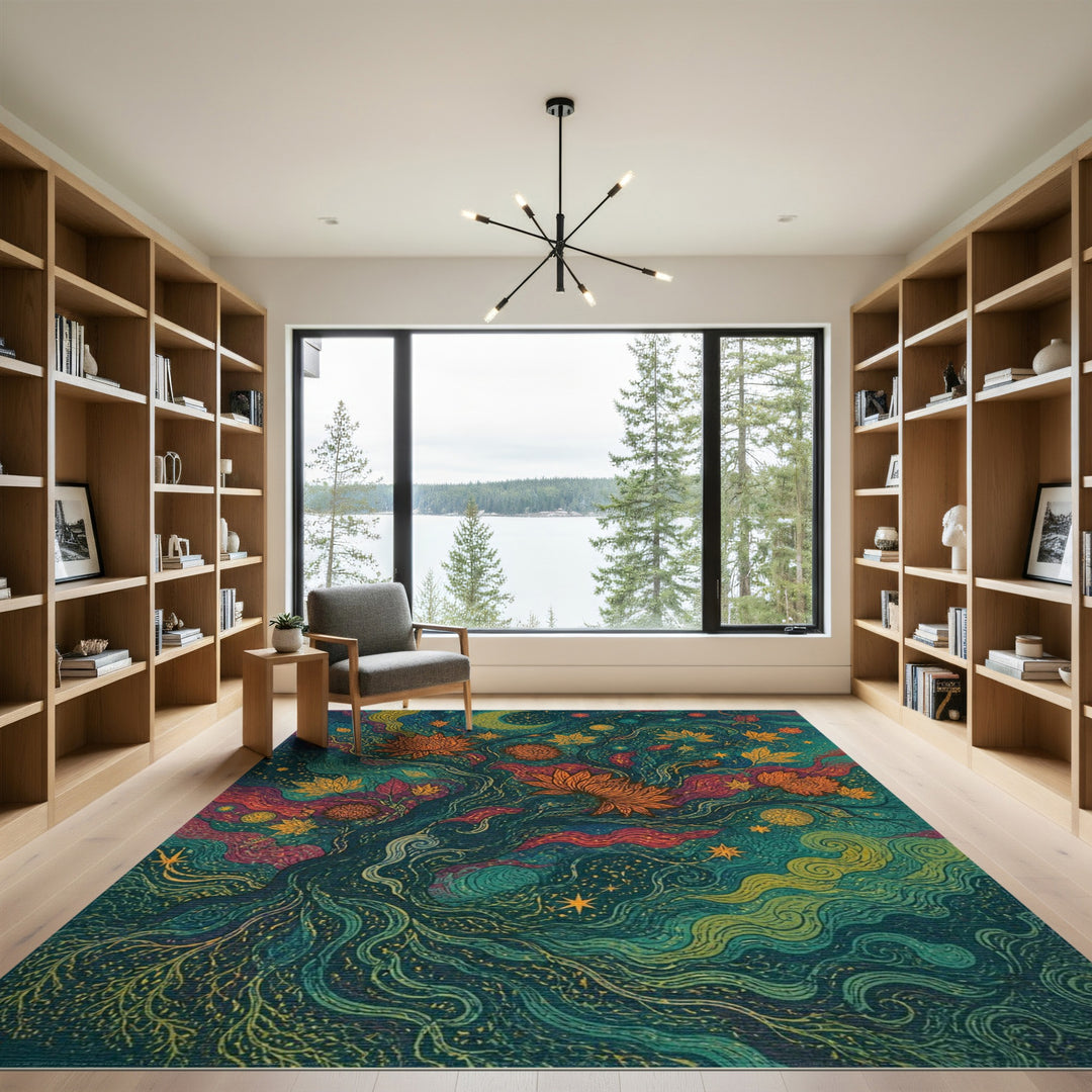 Celestial Floral Swirl Area Rug