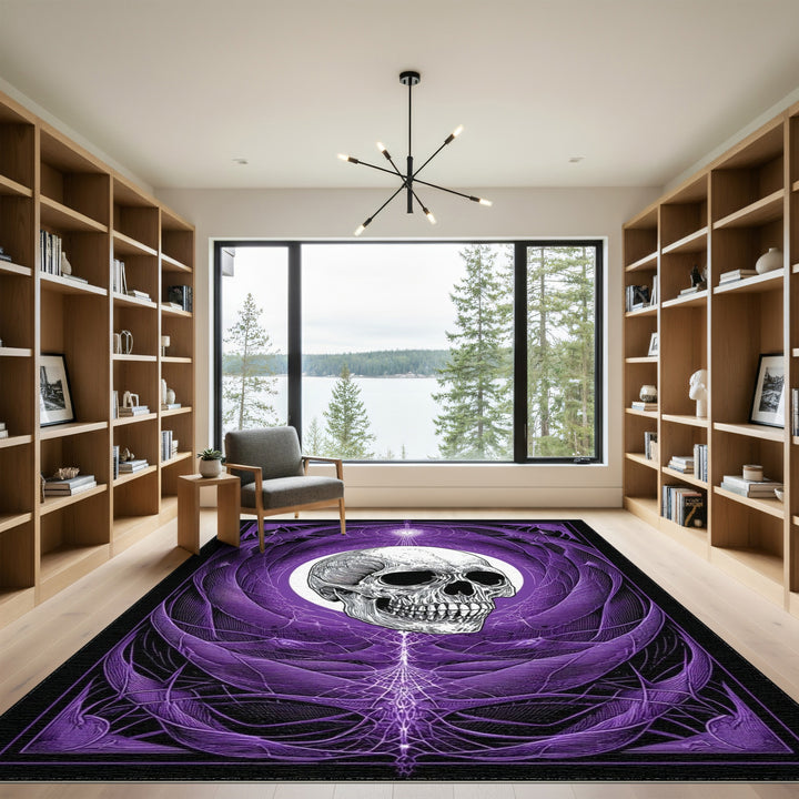 Purple Skull Web Area Rug