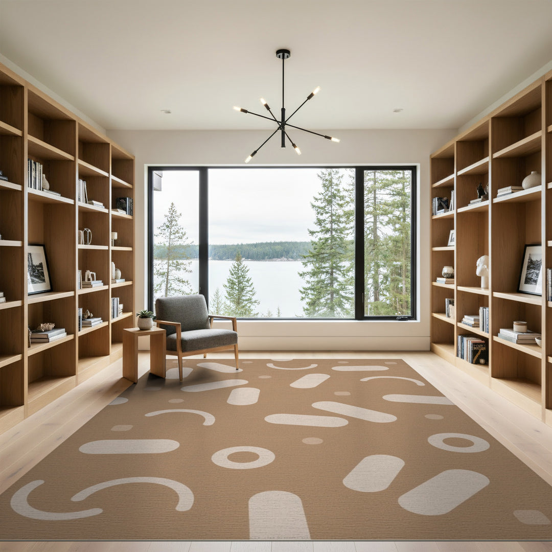 Abstract Brown Tan Area Rug