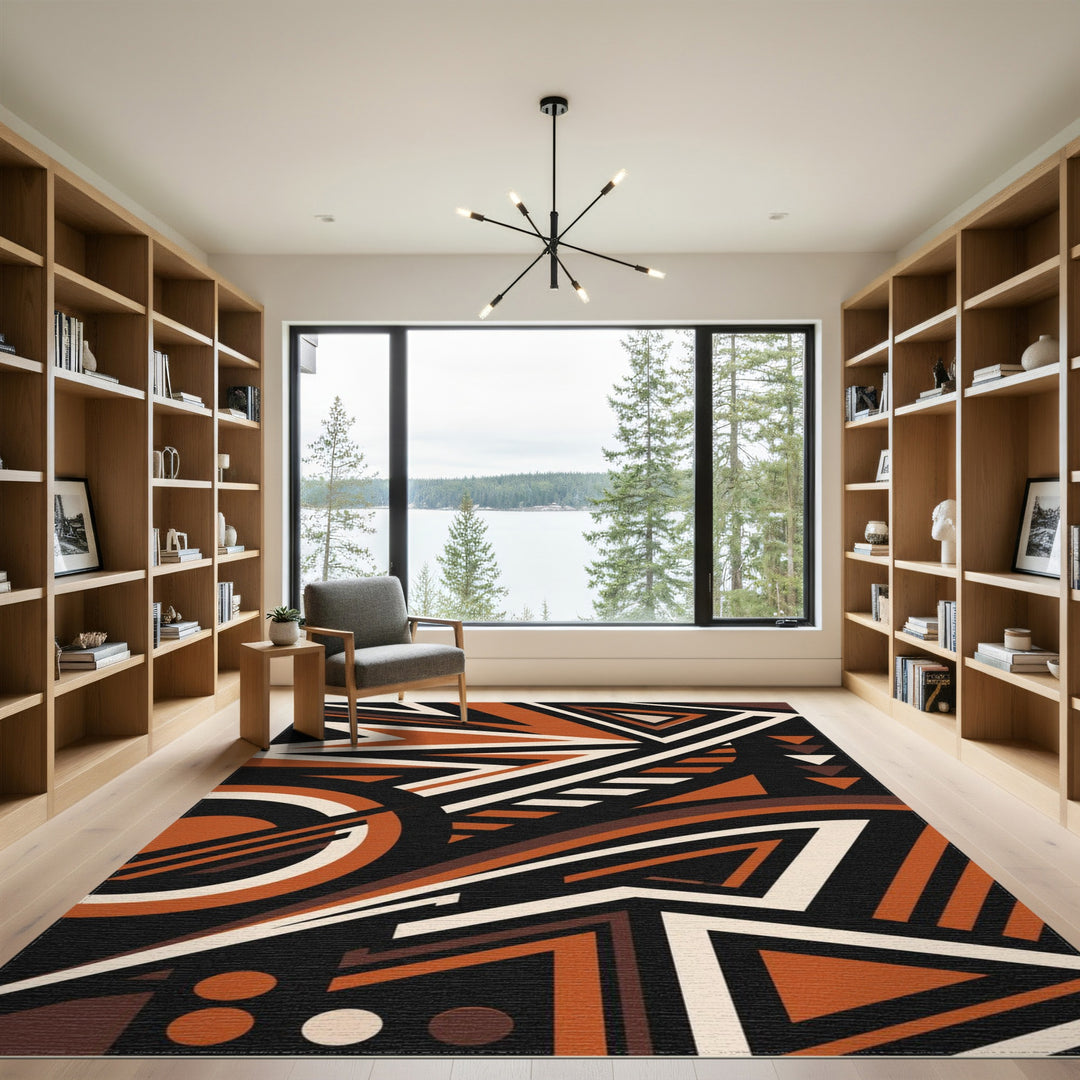 Brown and Tan Bold Geometric Brown Area Rug