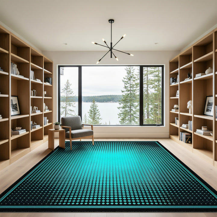 Blue Teal Gradient Dot Geometric Area Rug