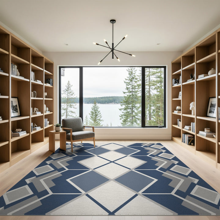 Geometric Modern Blue Geometric Diamond Area Rug