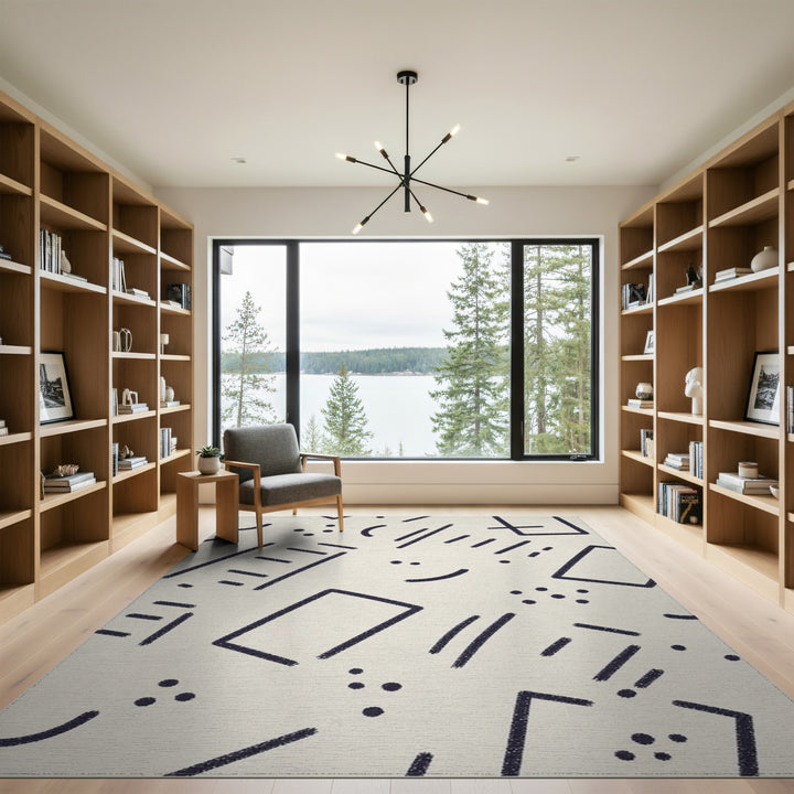 Black White Geometric Area Rug