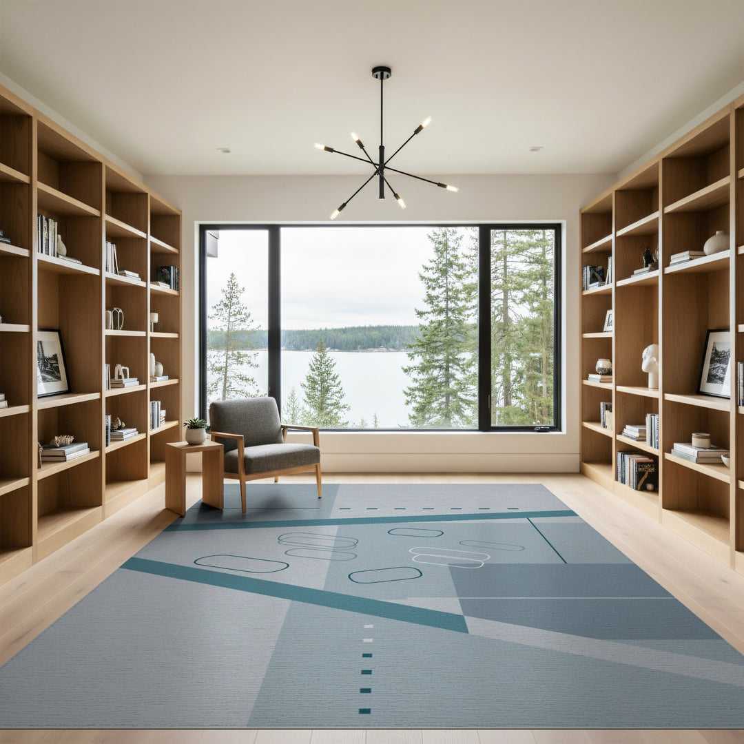 Modern Geometric Teal Area Rug