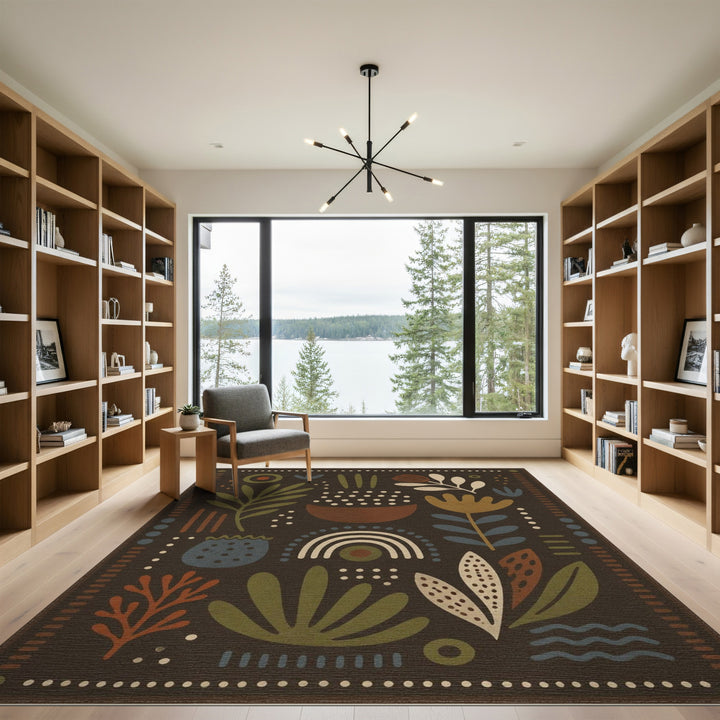 Boho Chic Abstract Botanical Area Rug