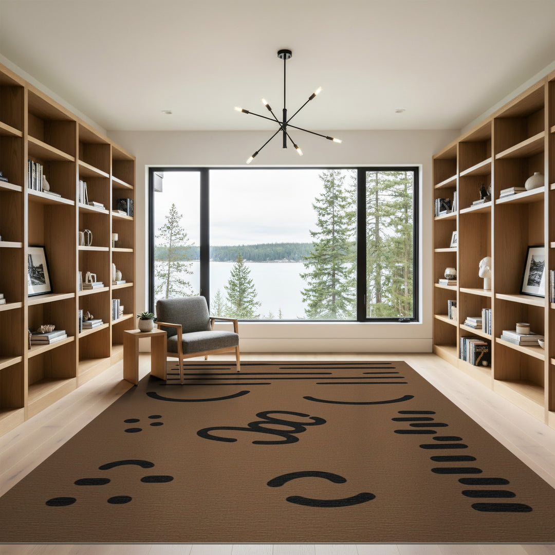 Brown Abstract Lines Area Rug