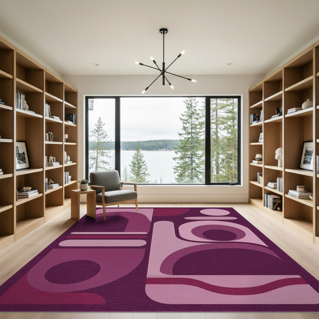 Abstract Purple Geometric Area Rug