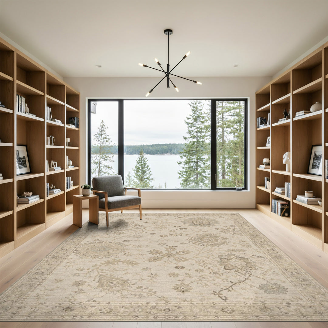 Beige Floral Vintage Area Rug