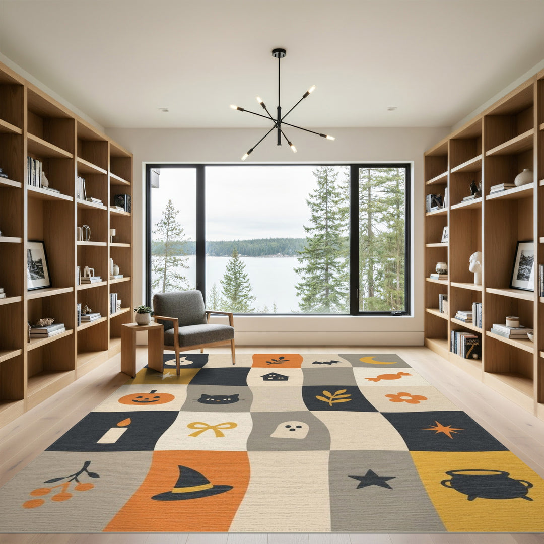 Halloween Icons Multi-Color Kids Area Rug