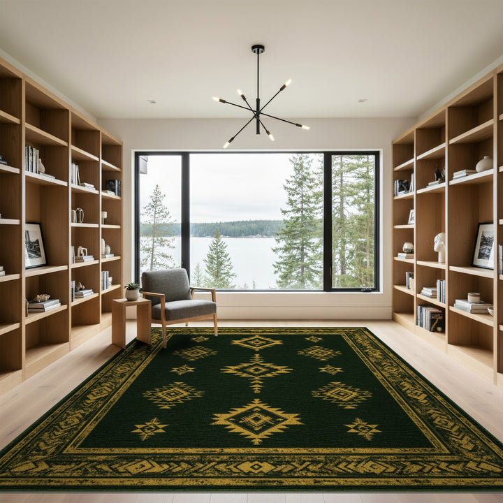 ODIKA Green Gold Tribal Area Rug