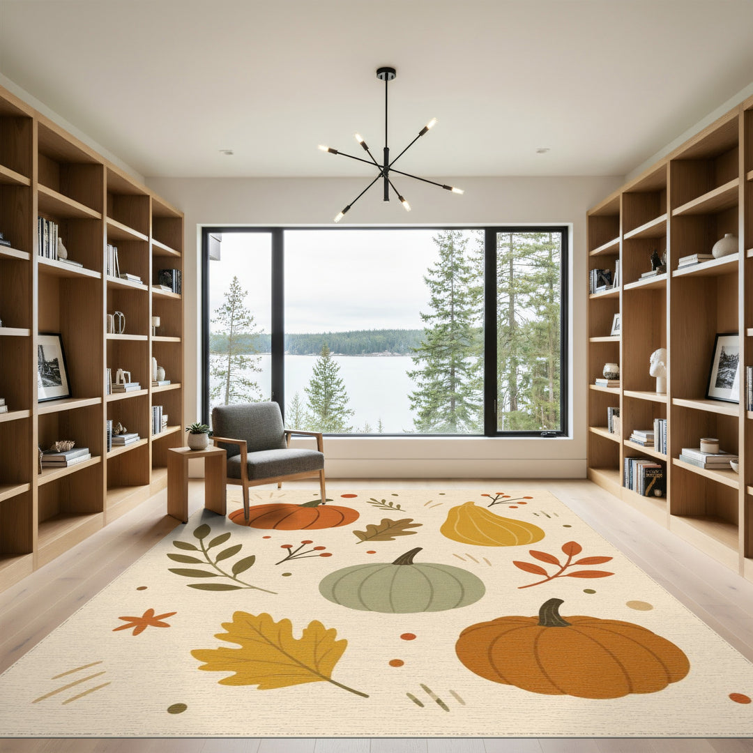 Fall Pumpkin Harvest Washable Area Rug