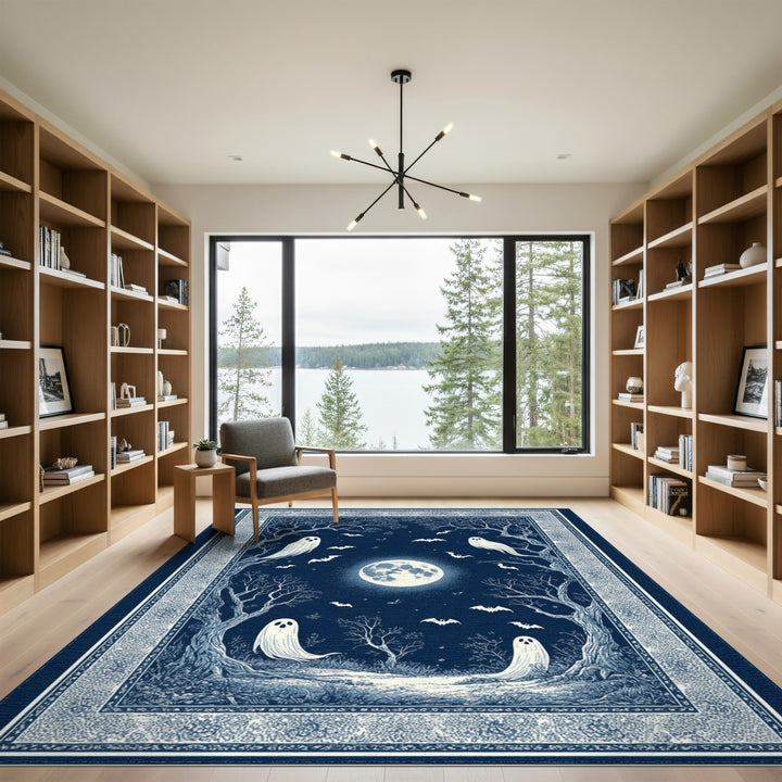 Ghostly Moonlight Blue Area Rug