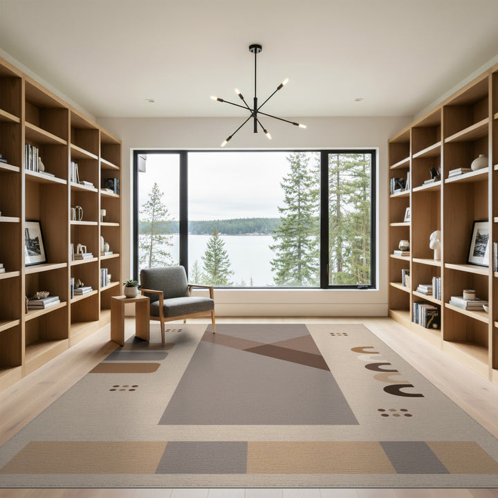 Modern Geometric Beige Brown Area Rug