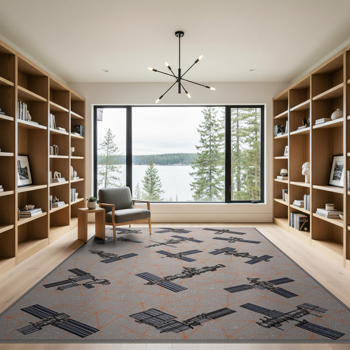 Grey Satellite Constellation Area Rug
