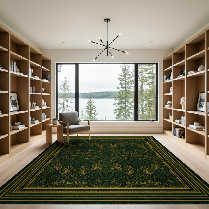 Green Dark Green Gold Traditional Persian Area Rug