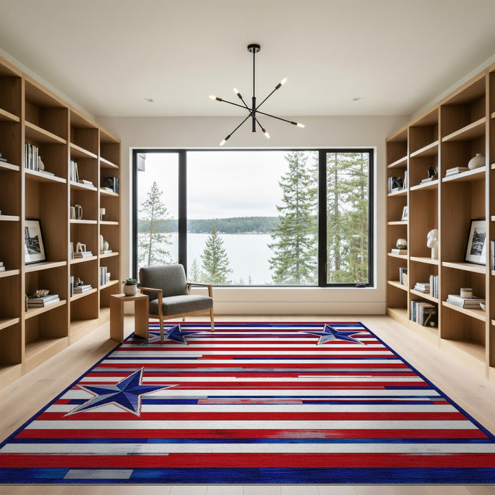 Distressed Patriotic Star Area Rug