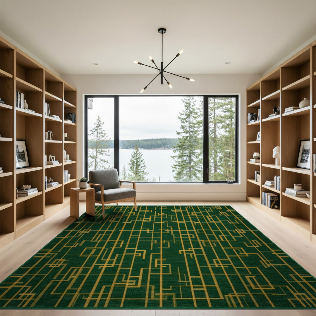 Green Geometric Area Rug