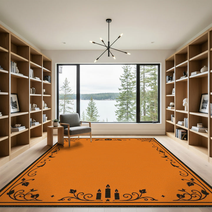Orange Halloween Pumpkin Kids Area Rug