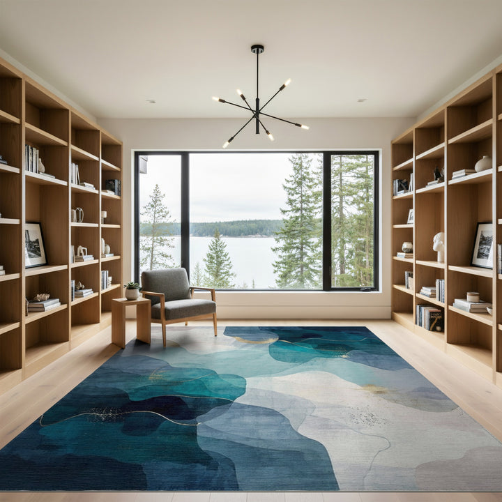 Abstract Area Teal Blue Abstract Area Rug