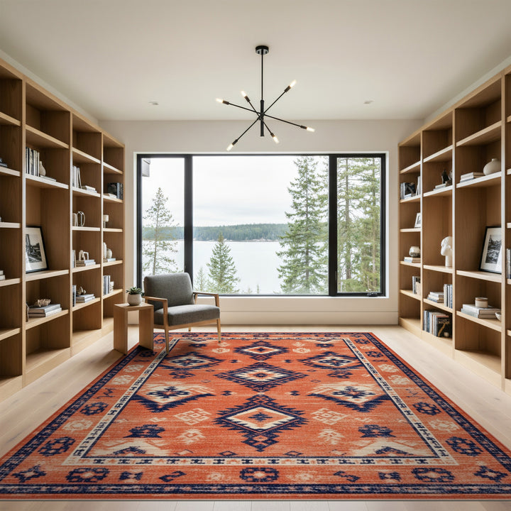 Orange Southwestern Geometric Area Rug