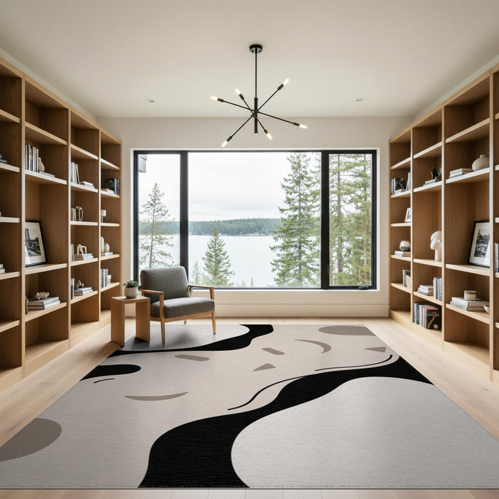 Beige Black Abstract Area Rug