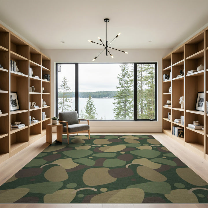 Green Pebble Abstract Area Rug