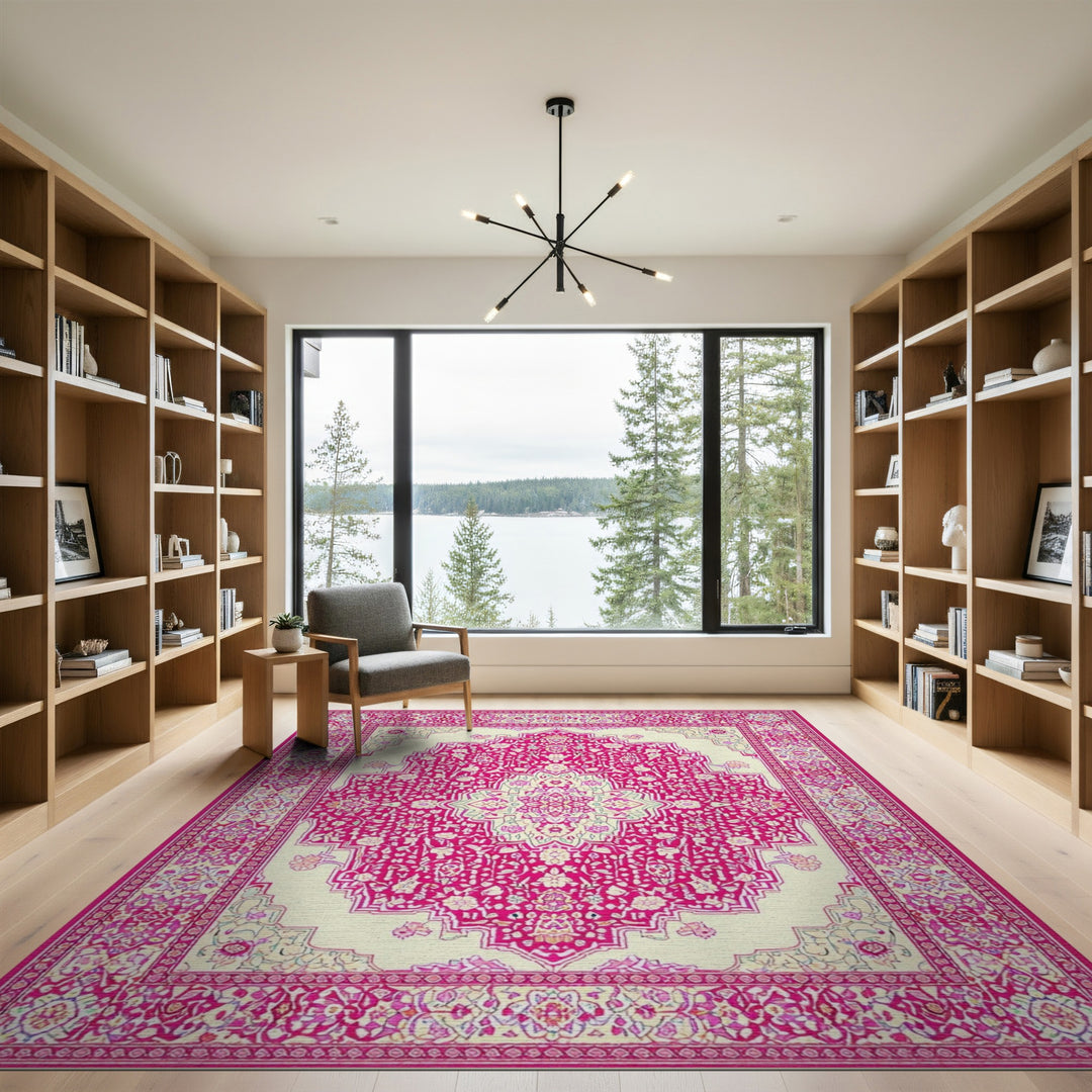 Medallion Pink Persian Floral Medallion Area Rug
