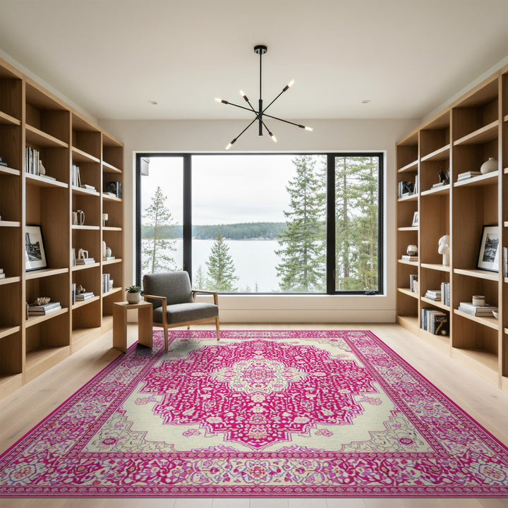 Medallion Pink Persian Floral Medallion Area Rug