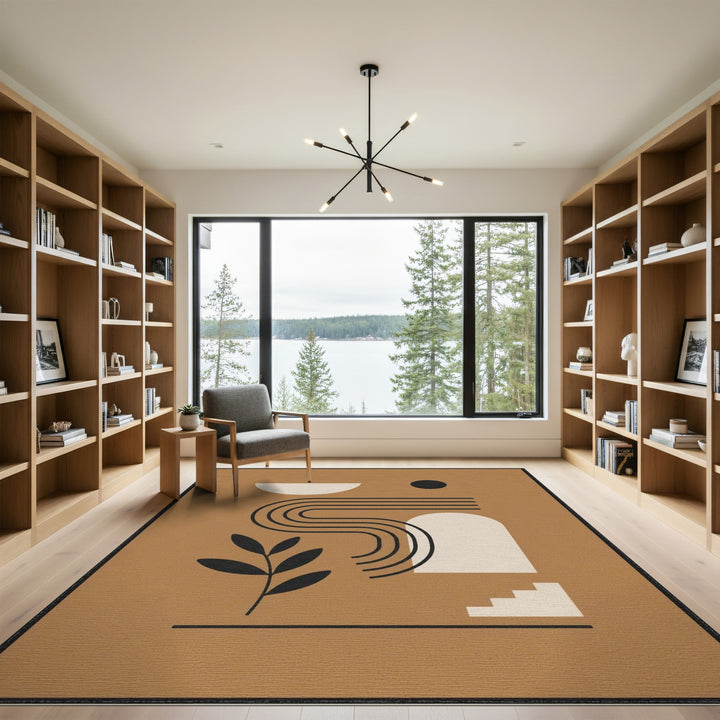 Brown Geometric Abstract Geometric Modern Area Rug