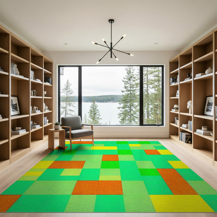Multi-Color Geometric Green Area Rug