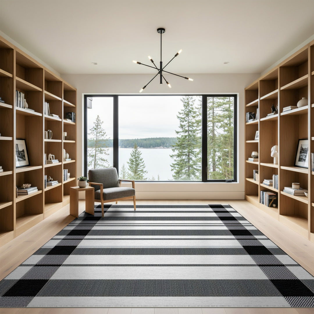 Black and White Black and White Buffalo Check Area Rug