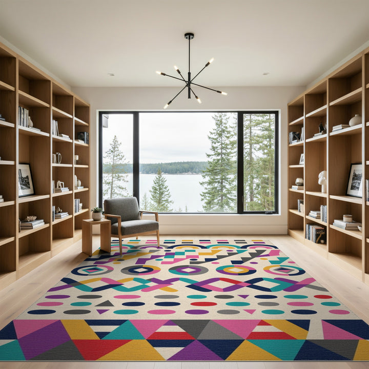 Vivid Multi-Color Geometric Modern Area Rug