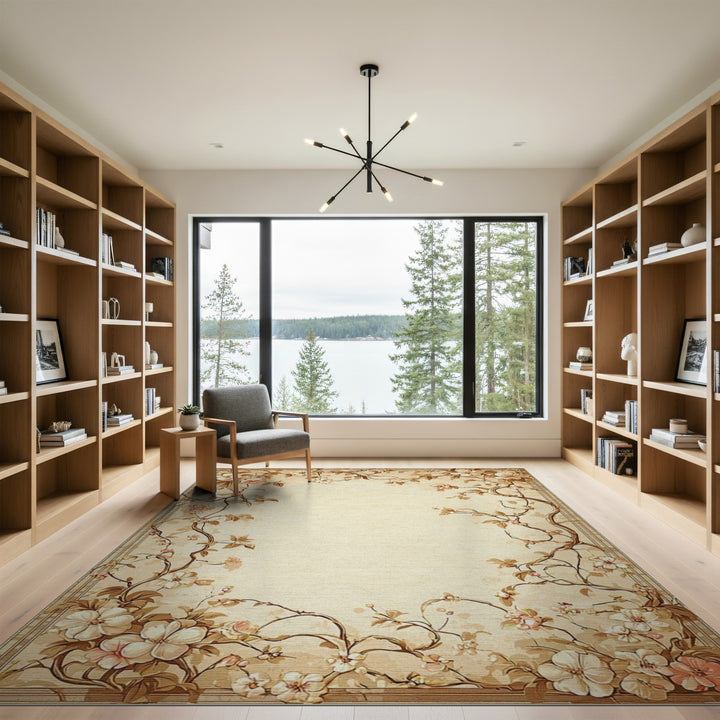 Beige Floral Vintage Area Rug