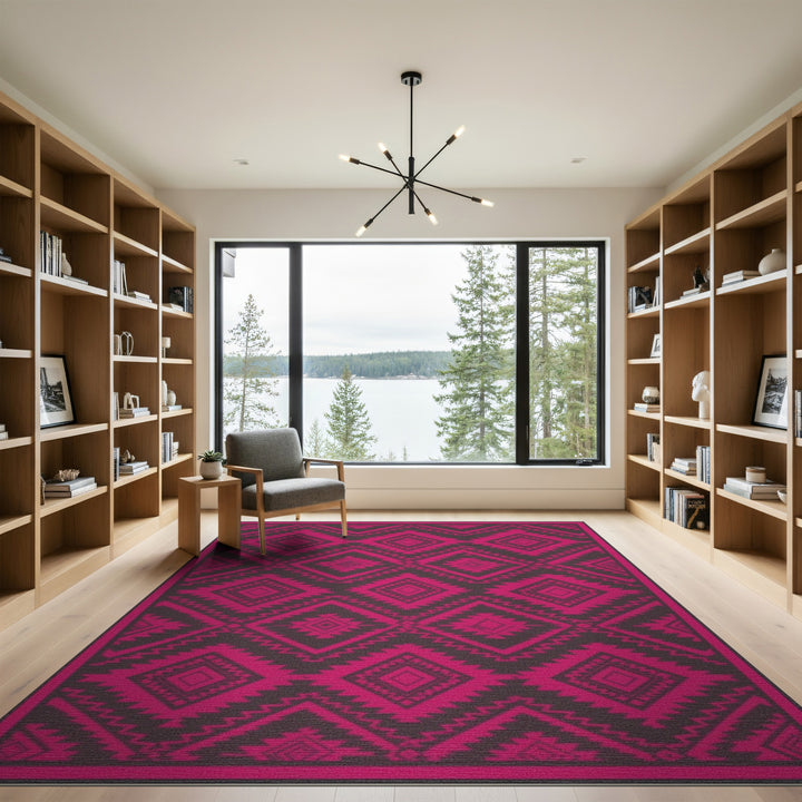 Pink Bold Pink Tribal Area Rug