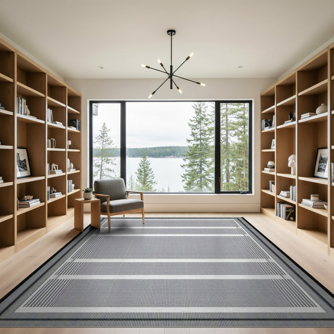 Black and White Black and White Geometric Striped Area Rug