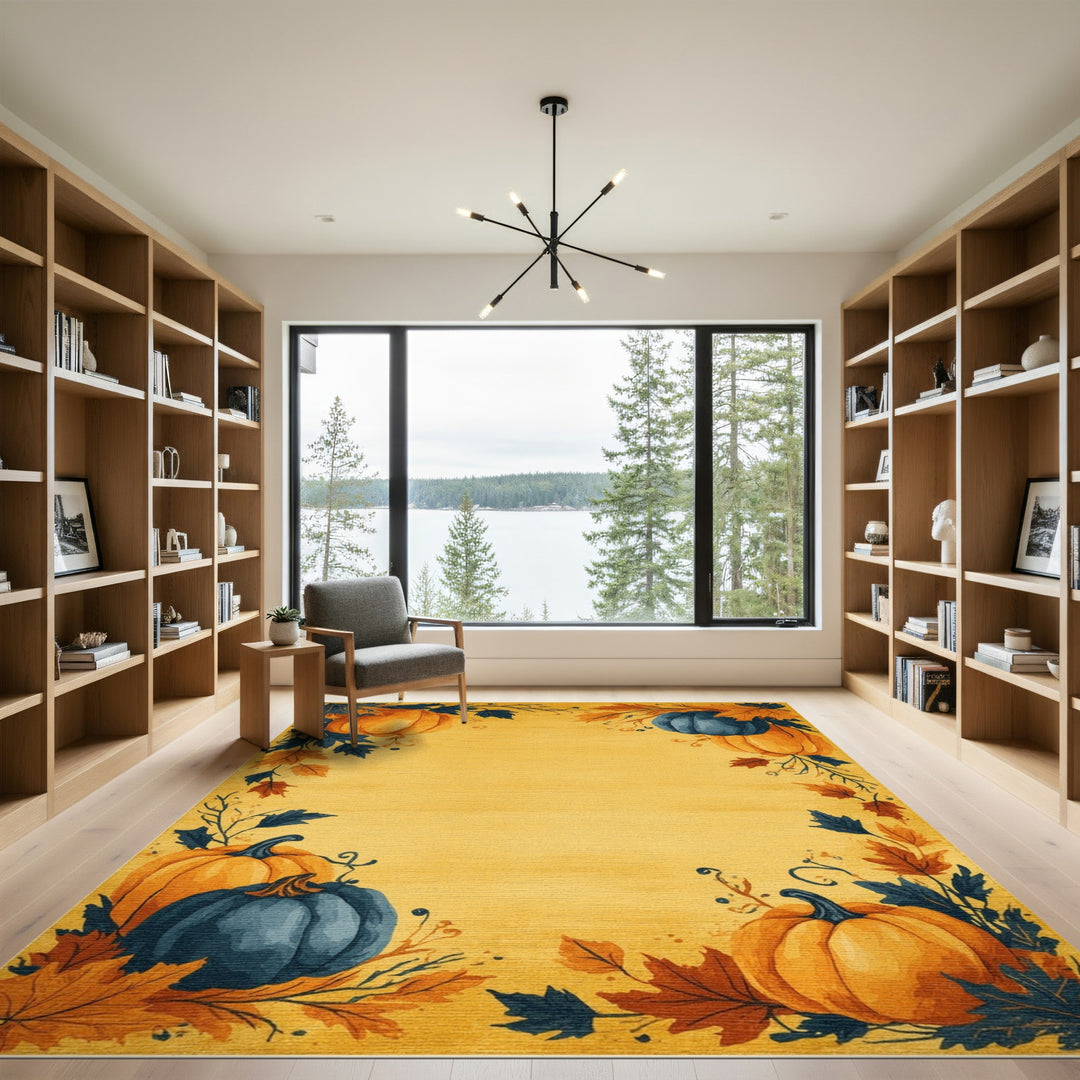 Yellow Pumpkin Harvest Area Rug