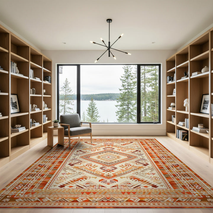 Orange Southwestern Geometric Area Rug