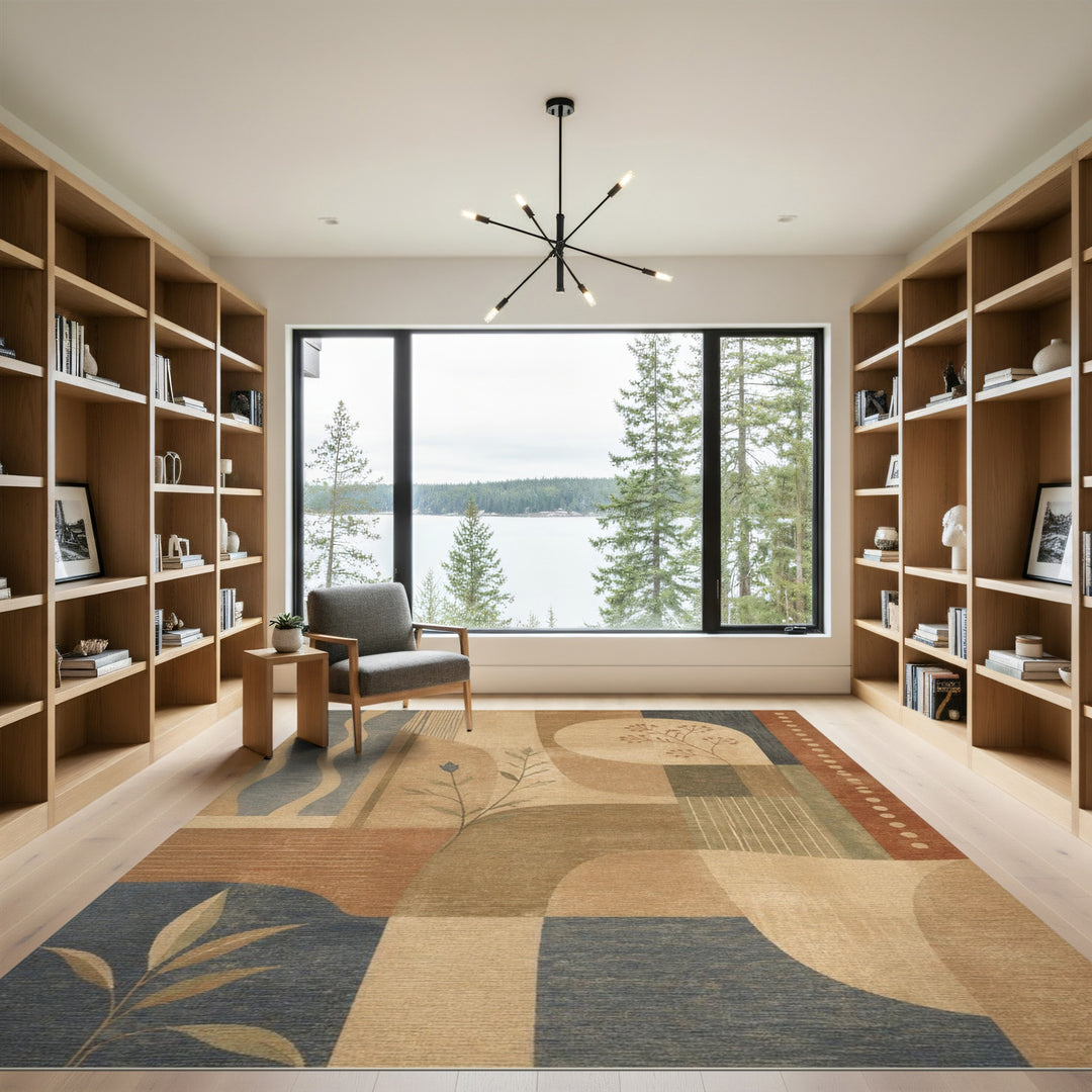 Abstract Brown Tan Geometric Area Rug