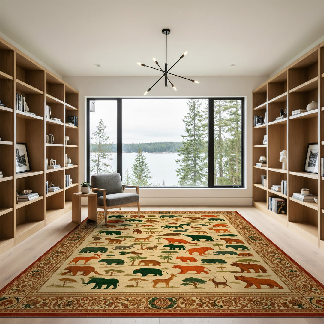 Heritage Tribal Safari Animals Area Rug