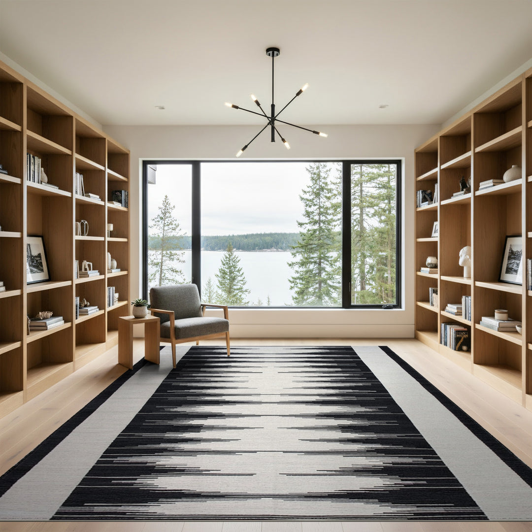 Black White Geometric Area Rug