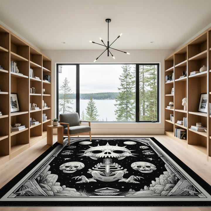 Spiked Skull Skeleton Area Rug