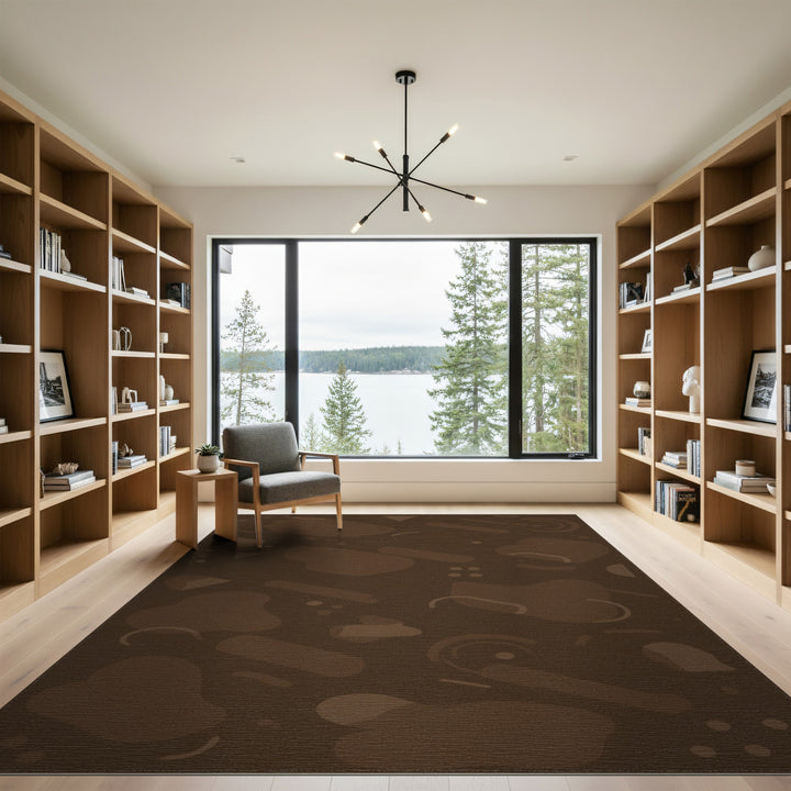 Brown and Tan Brown Abstract Washable Area Rug