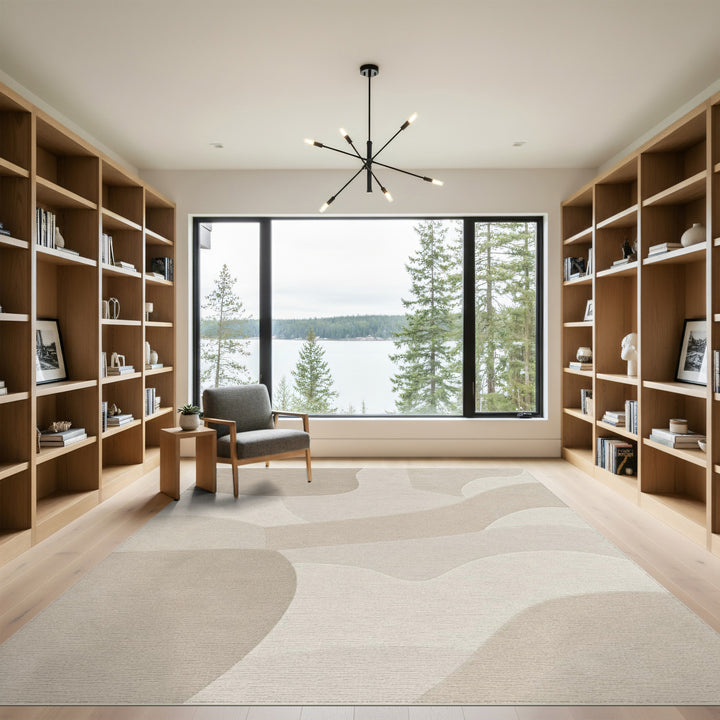 Abstract Area Wave Beige Neutral Abstract Wave Area Rug