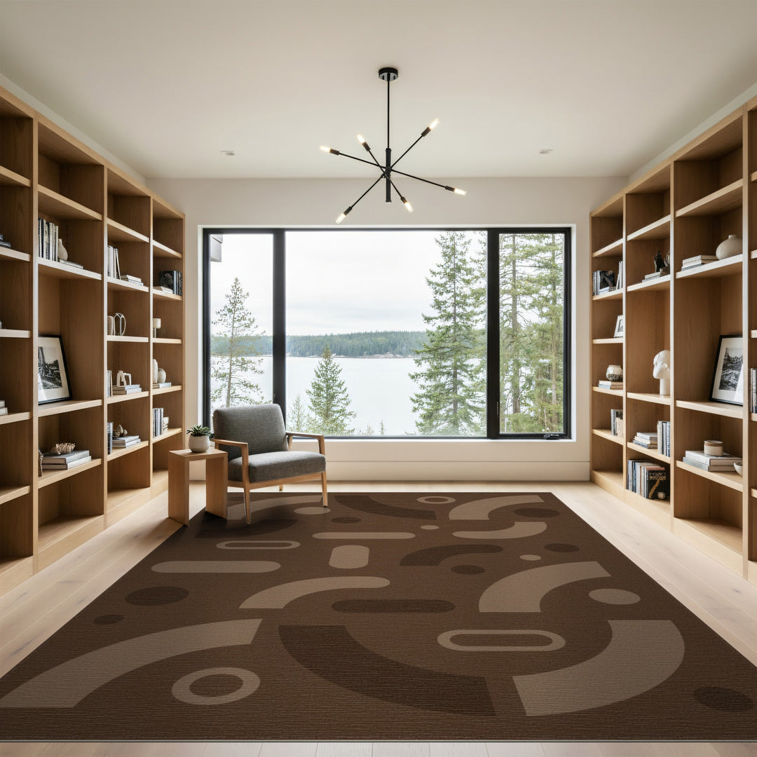 Modern Geometric Brown Area Rug