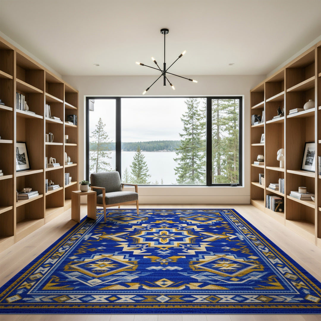 Geometric Blue Southwestern Geometric Area Rug