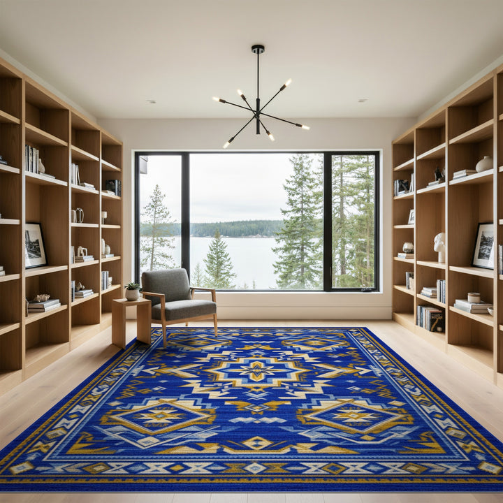 Geometric Blue Southwestern Geometric Area Rug