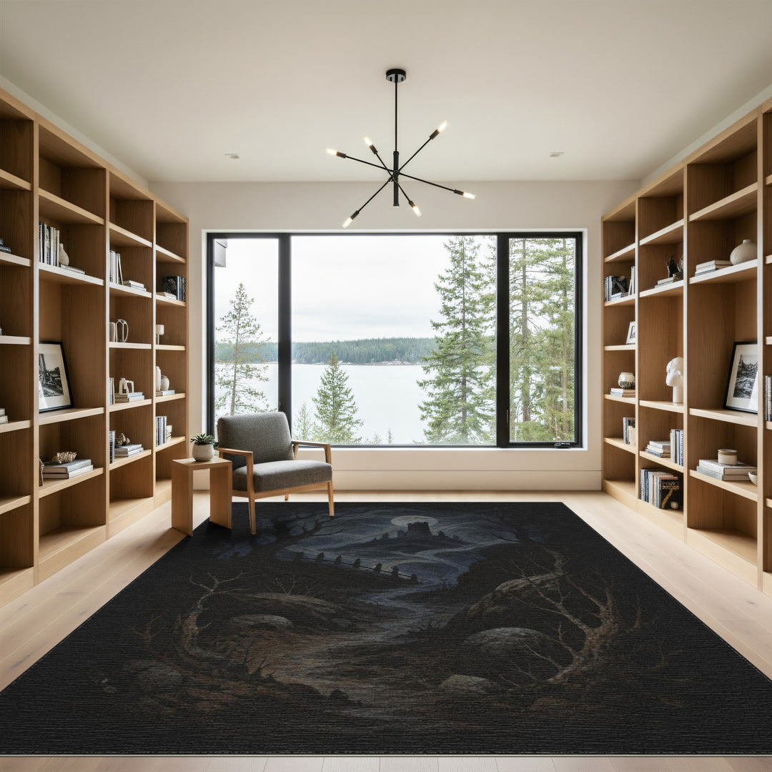 Moonlit Castle Ruins Area Rug