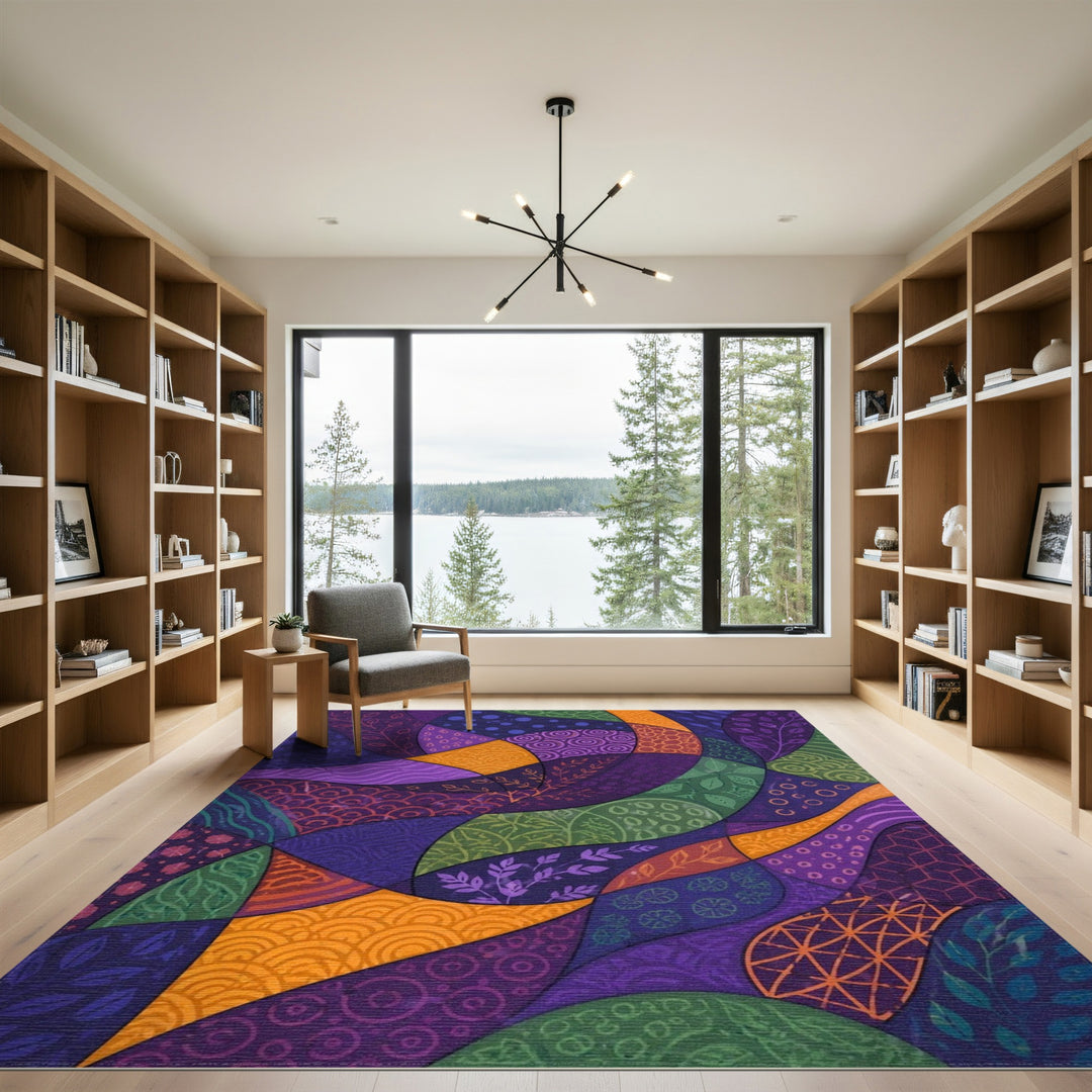 Multi-color and Patterns Abstract Area Vibrant Multi-Color Abstract Swirl Area Rug