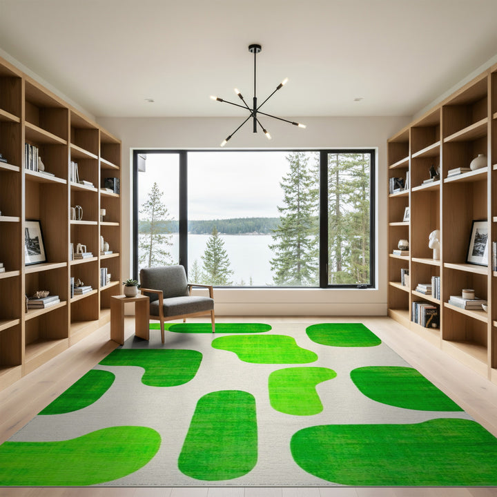 Vivid Green Abstract Area Rug
